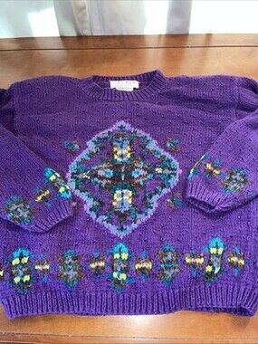 Studio Michelle Stuart Hand Knit Sweater Purple Large